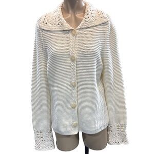 Liz Claiborne Cream Crochet Cardigan